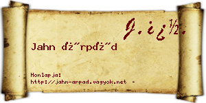 Jahn Árpád névjegykártya