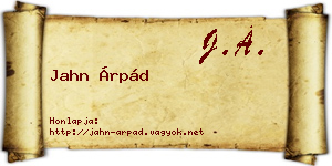 Jahn Árpád névjegykártya