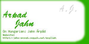 arpad jahn business card