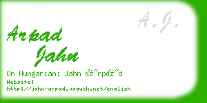 arpad jahn business card